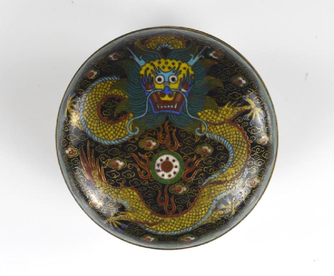 CHINESE CIRCULAR CLOISONNE COVERED BOX (1 of 4)