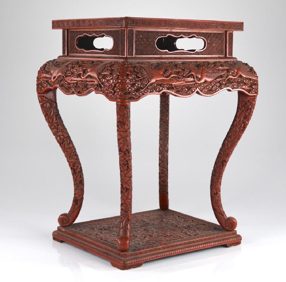 JAPANESE KAMAKURA-BORI RED LACQUER STOOL (1 of 6)