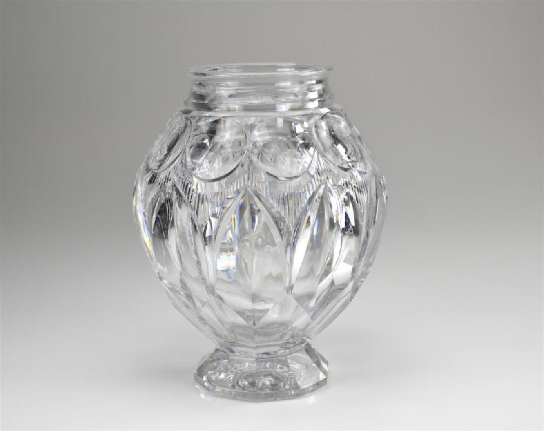 Art Deco cut glass bulbous vase (1 of 3)