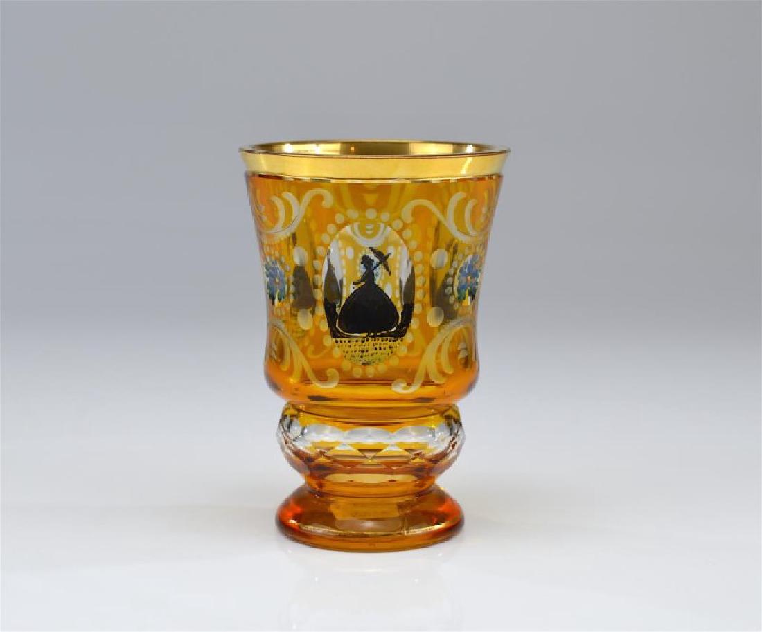 Bohemian amber flashed cut glass vase (1 of 1)