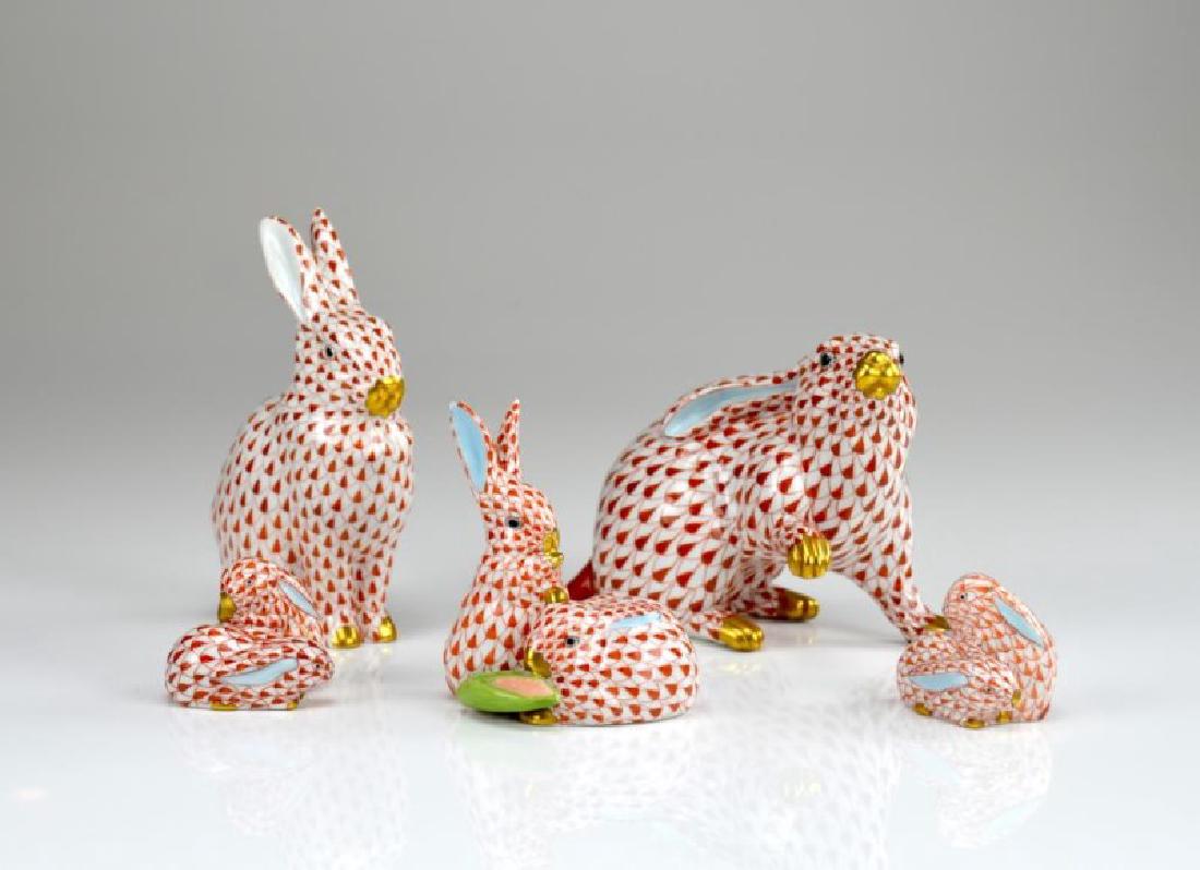 Five Herend porcelain bunny figures (1 of 2)
