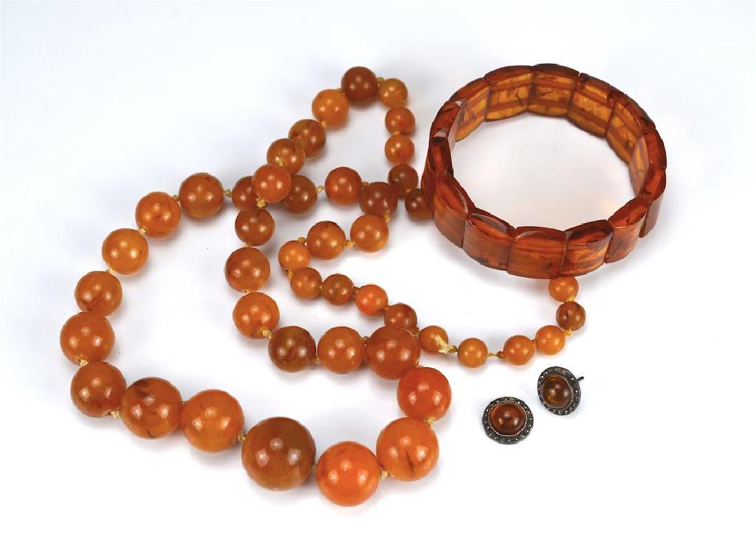 Amber necklace, bracelet, and earrings (1 of 1)