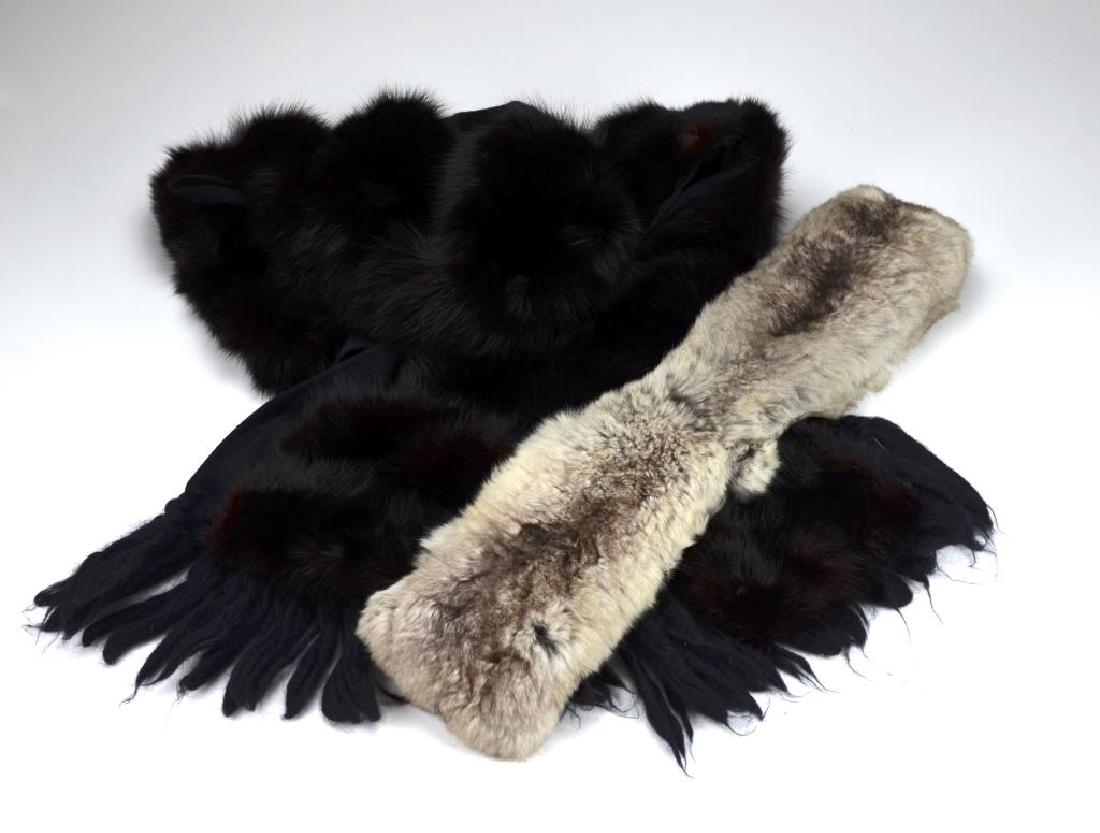 Two vintage fur scarves: Chinchila by Nina and a black mink hat/scarf by Guy Laroche.