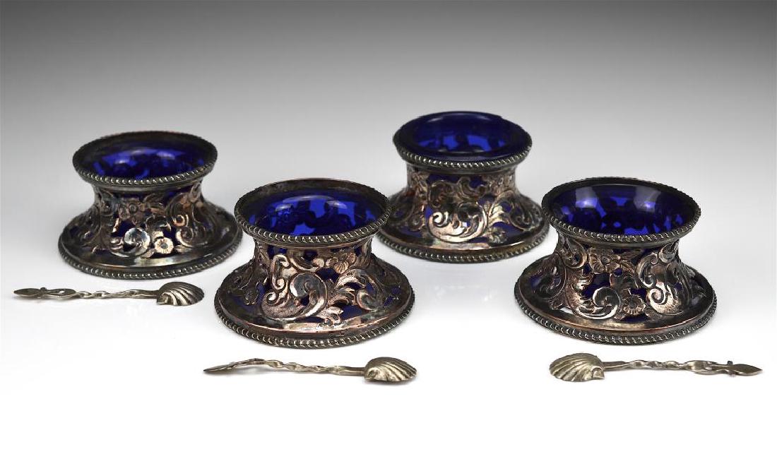 Four English Victorian silver plated salts (1 of 5)
