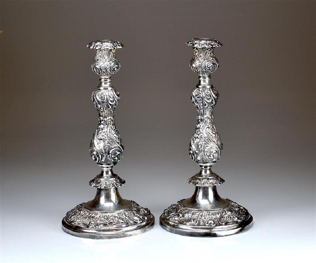 Pair of Victorian silver plated table candlesticks (1 of 1)