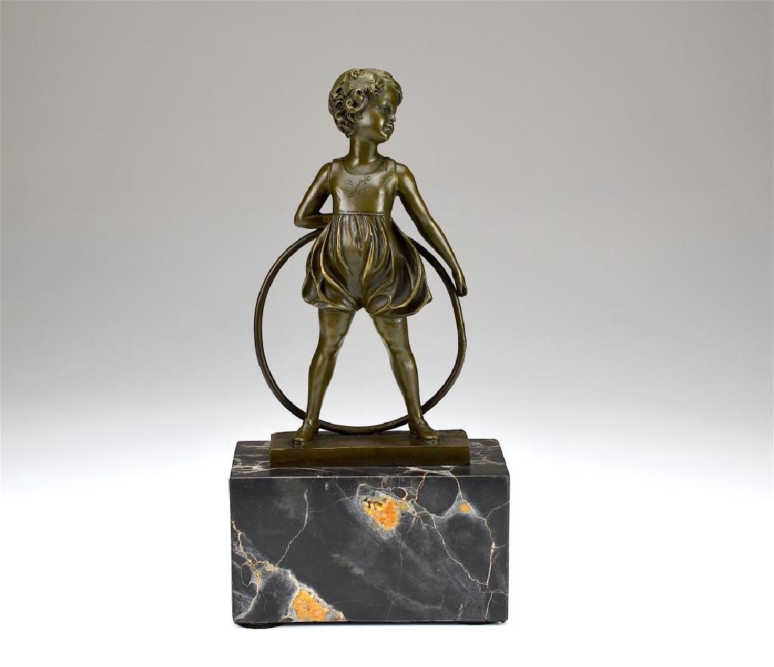 Bronze sculpture of a girl with hula hoop (1 of 6)