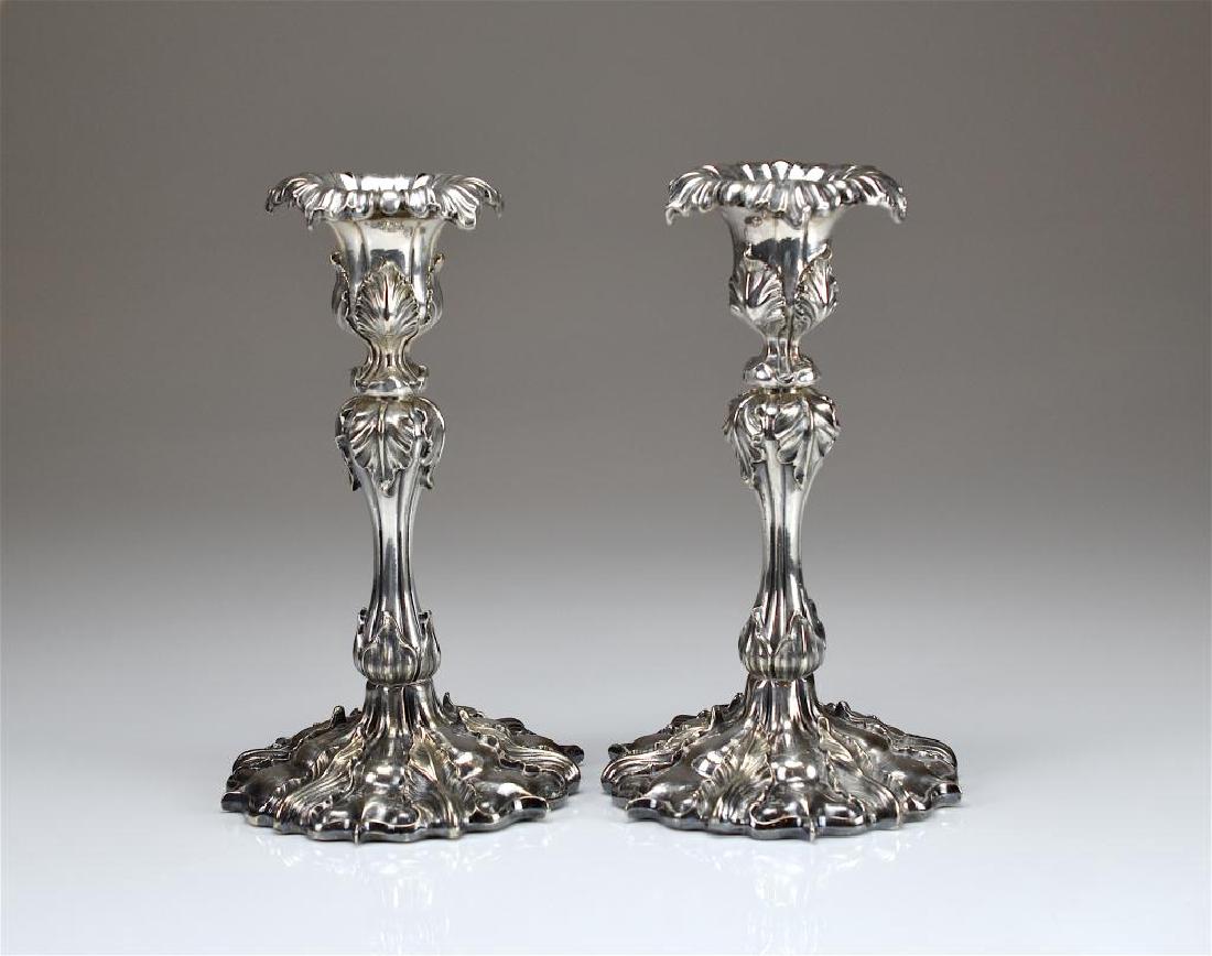 Pair of Victorian silver plated table candlesticks (1 of 5)