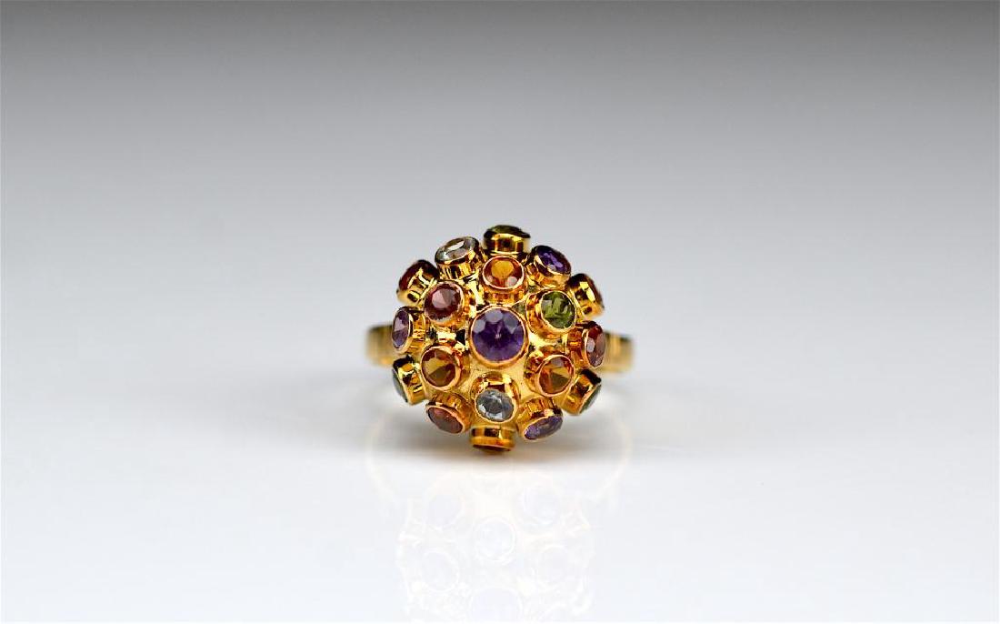18k yellow gold and mixed gemstone ring (1 of 2)