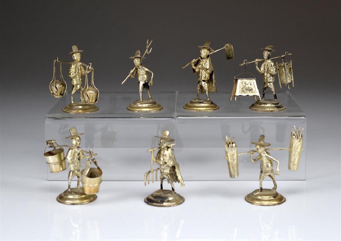 Seven miniature chinese silver work figures (1 of 4)