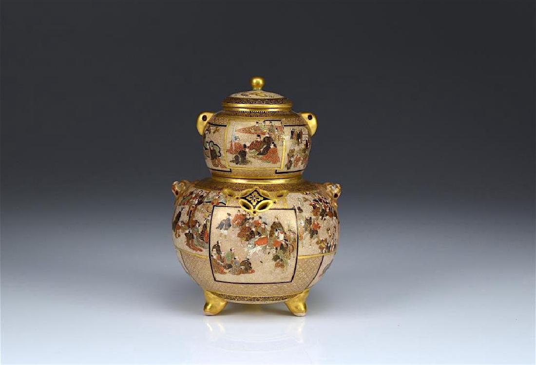 SEIKOZAN SATSUMA TEA CEREMONY KETTLE KORO CENSER (1 of 5)