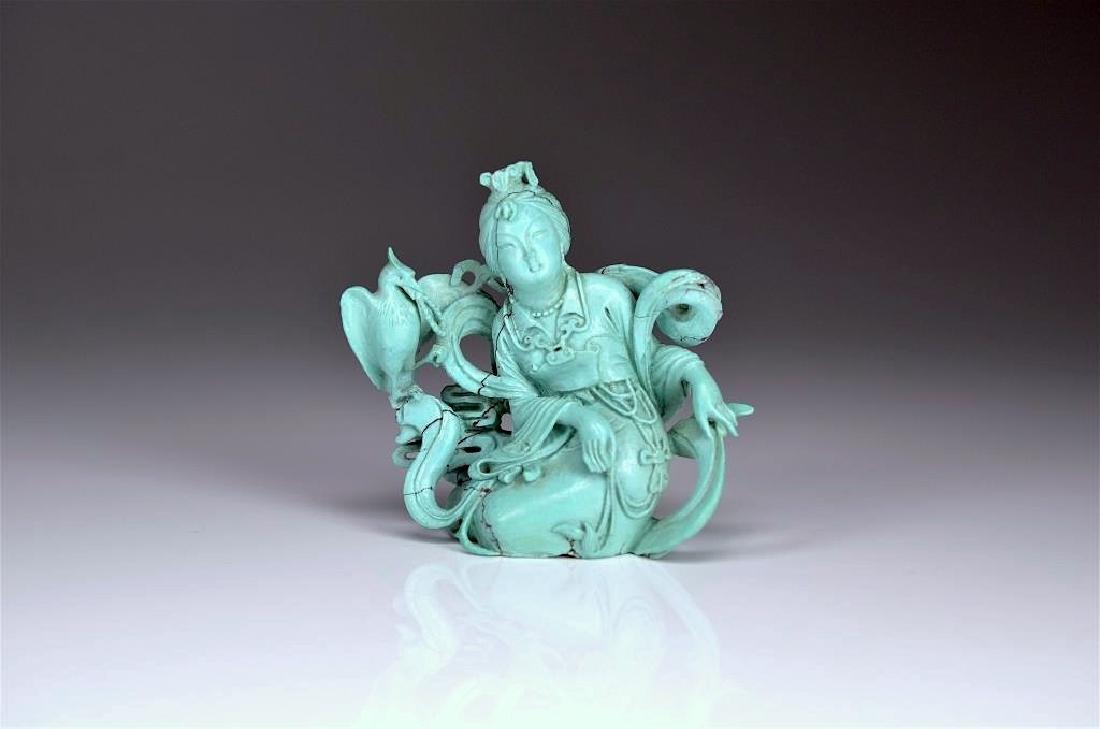 CHINESE CARVED TURQUOISE FIGURE (1 of 4)