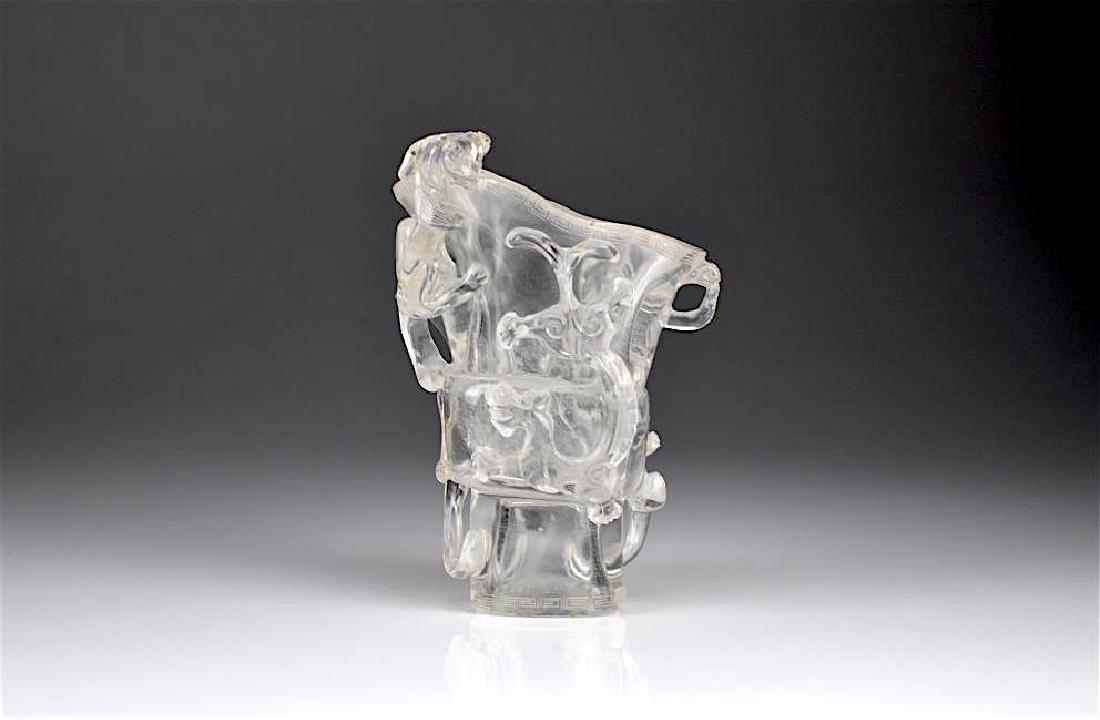 CHINESE ROCK CRYSTAL CARVED LIBATION CUP (1 of 3)