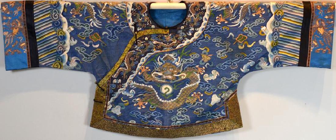 CHINESE SILK EMBROIDERED CHILD'S DRAGON ROBE (1 of 9)
