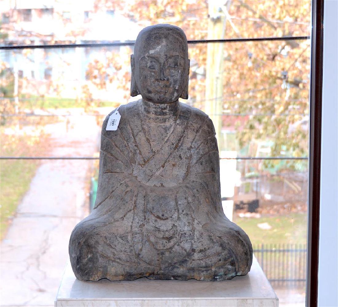 CHINESE STONE CARVED SEATED BUDDHA (1 of 1)
