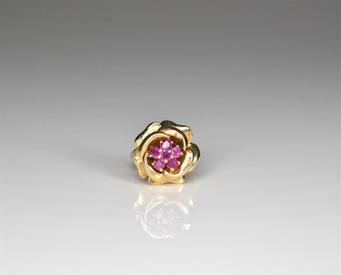 GOLD AND RUBY FLOWER RING (1 of 5)