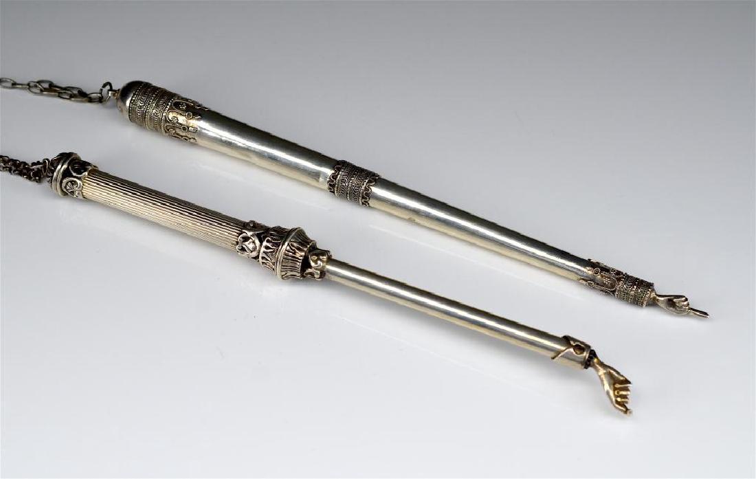 TWO JUDAICA SILVER TORAH POINTERS (1 of 1)