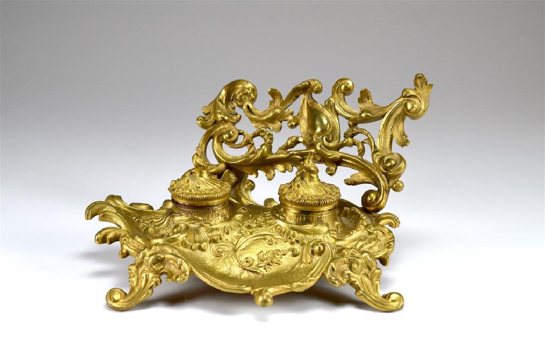 Antique English brass inkstand (1 of 3)