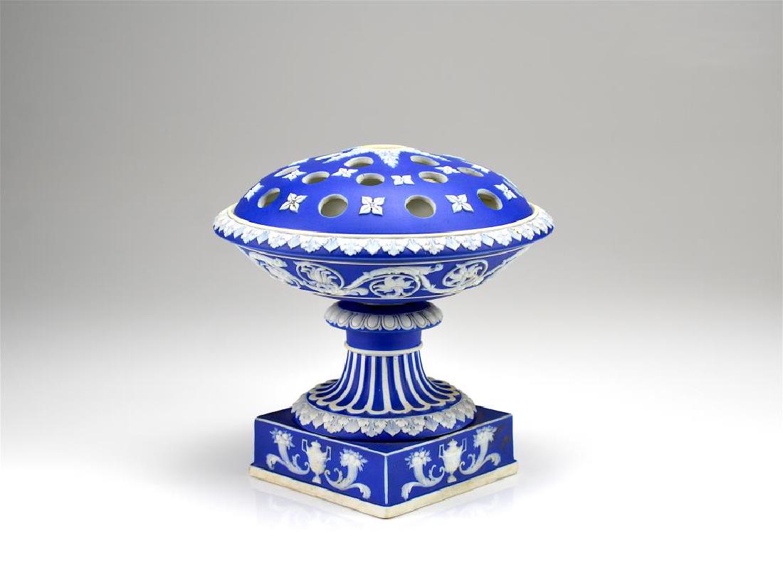 Wedgwood cobalt blue Jasperware potpourri (1 of 6)