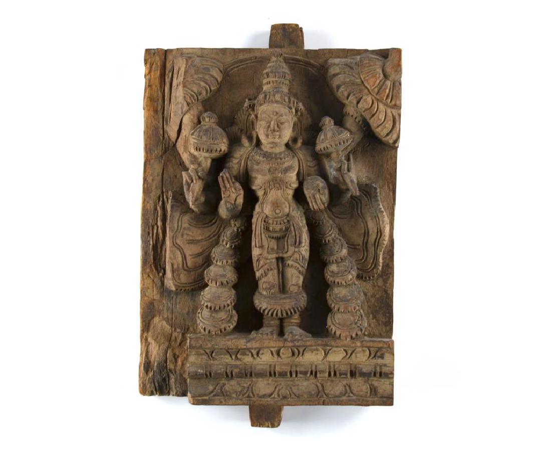 INDIAN CARVED WOOD HINDU LAKSHMI STELE (1 of 5)