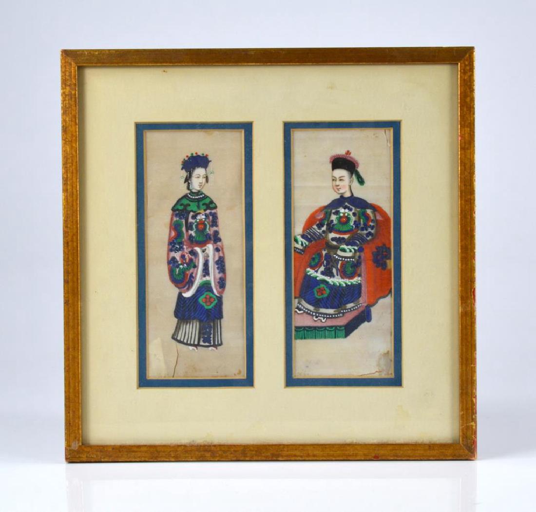 CHINESE EXPORT PITH PAINTING OF TWO FIGURES (1 of 6)