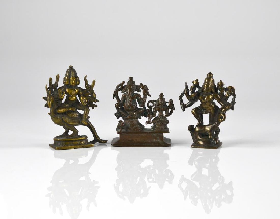 THREE INDIAN HINDU DEITY  BRONZE FIGURE STATUES (1 of 12)