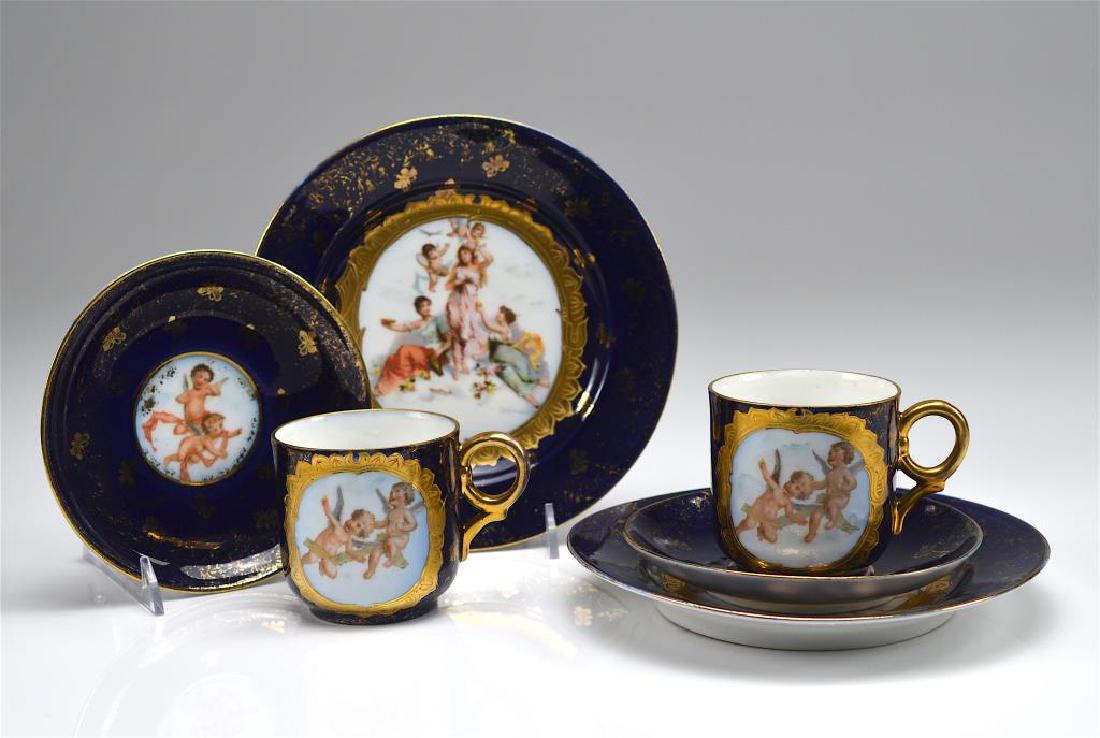 Two early 20th C German porcelain trios (1 of 4)