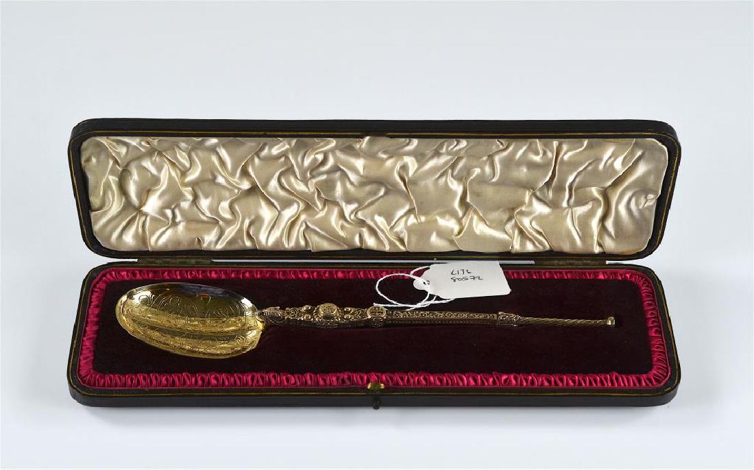 English silver gilt anointing spoon (1 of 3)