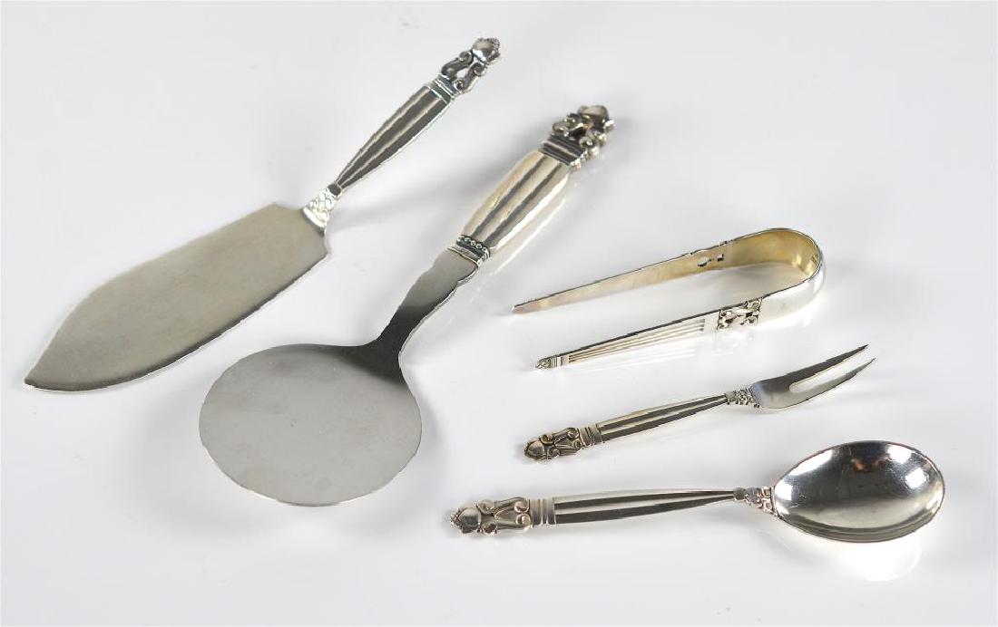 Five Georg Jensen Acorn silver serving pieces (1 of 1)