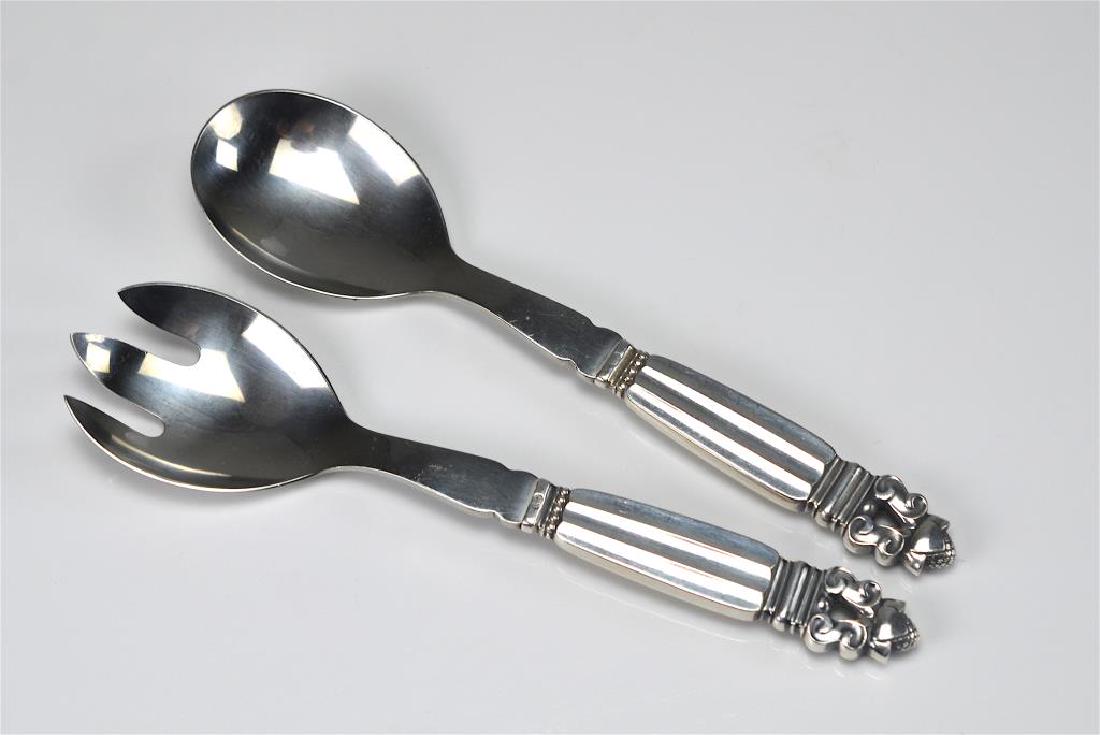 Georg Jensen Acorn two piece silver salad set (1 of 3)