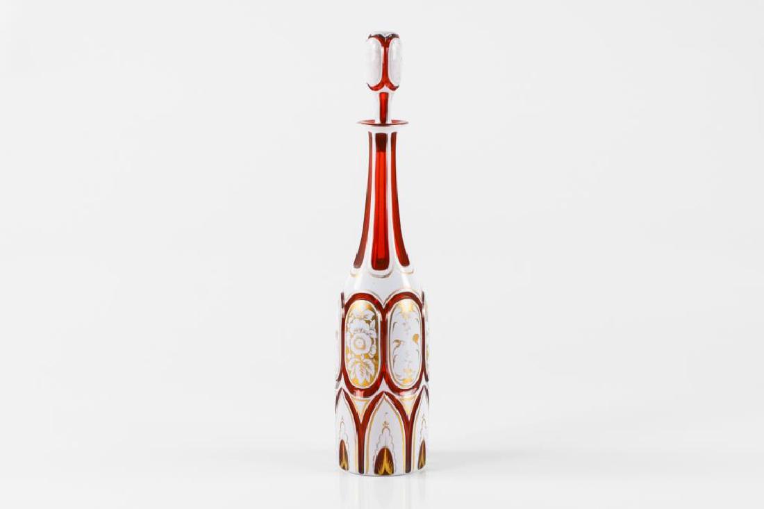 Antique Bohemian cased cranberry glass decanter (1 of 5)