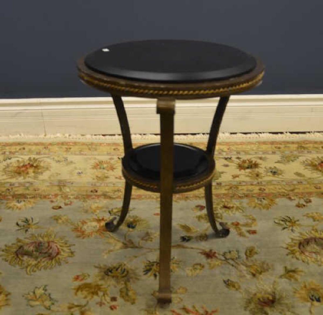 Two tier black marble and patinated side table (1 of 2)