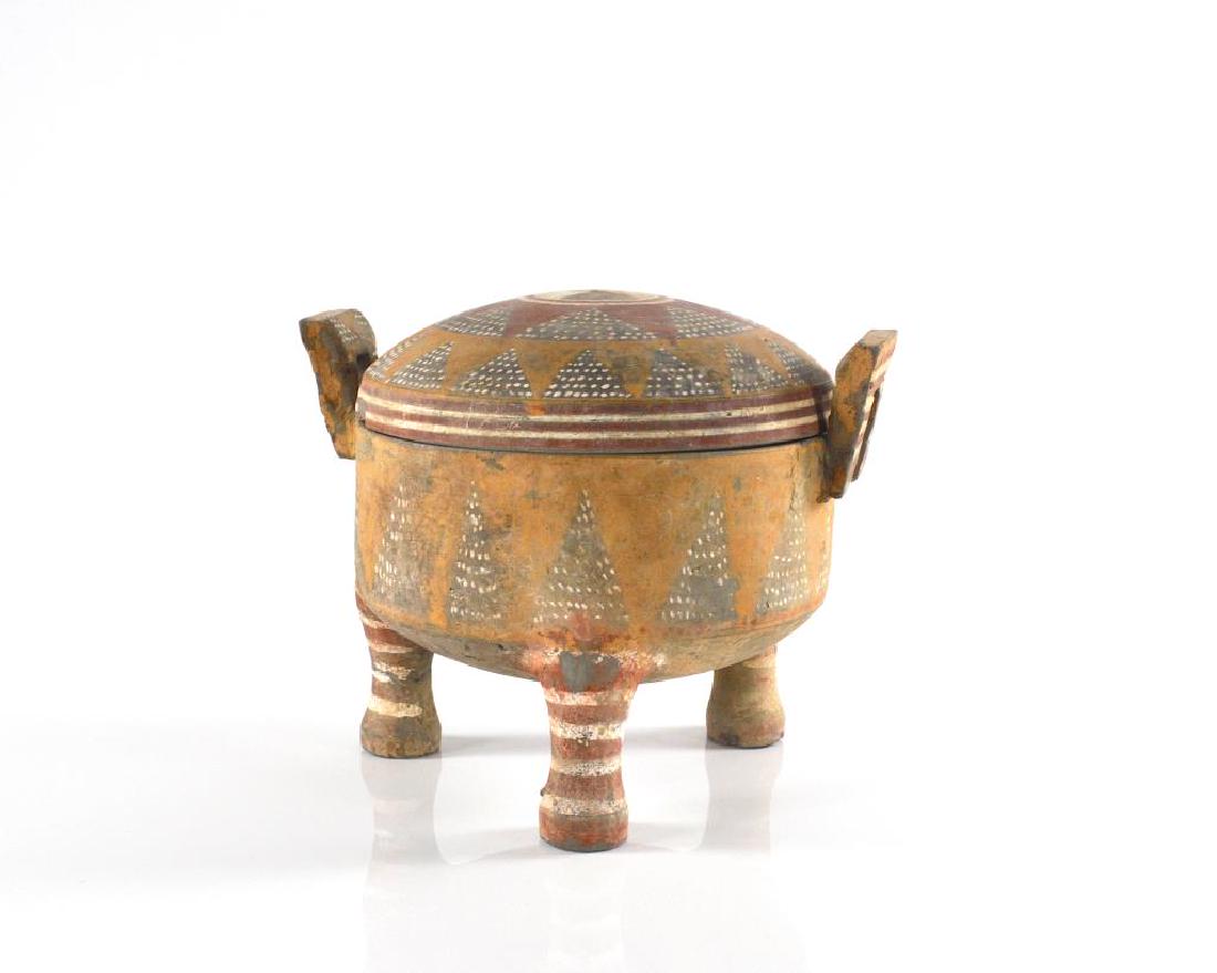 CHINESE HAN DYNASTY POTTERY PAINTED COVERED CENSER (1 of 4)