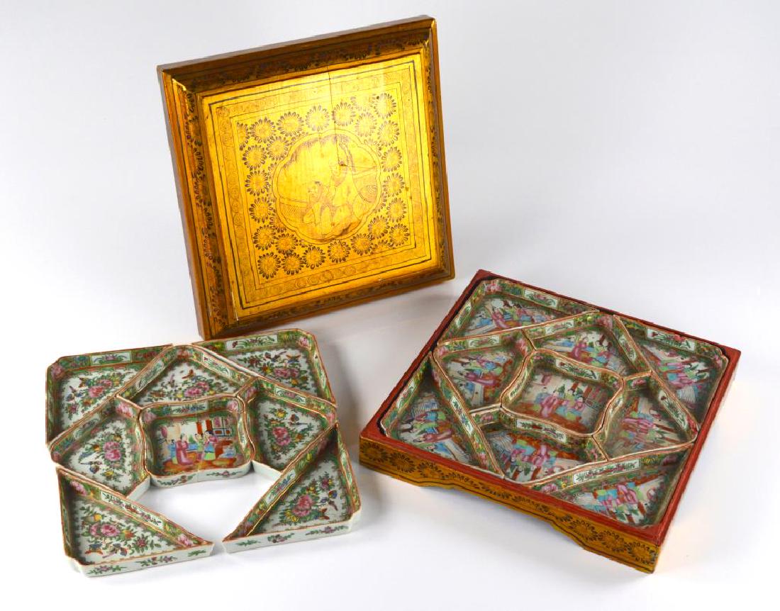 CANTON FAMILLE ROSE MEDALLION PORCELAIN DISH SET (1 of 4)