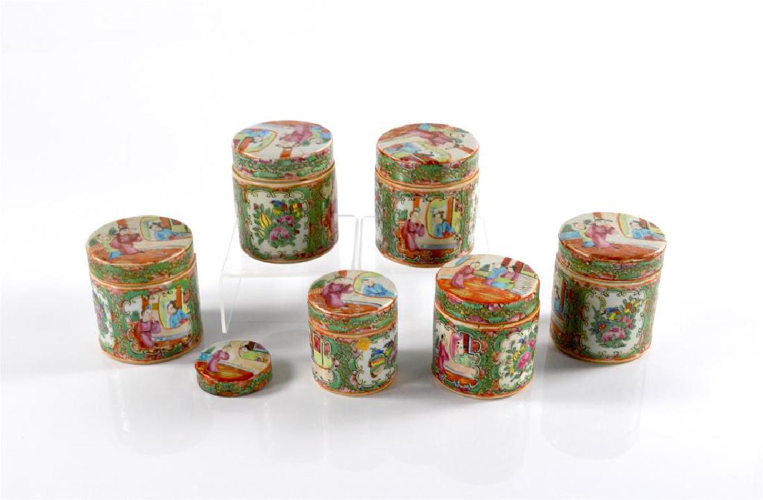 6 CANTON FAMILLE ROSE PORCELAIN TEA CADDY (1 of 6)