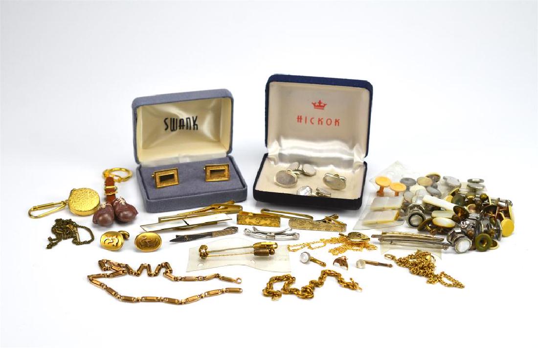 Lot of cufflinks, buttons, chains, and clips (1 of 2)
