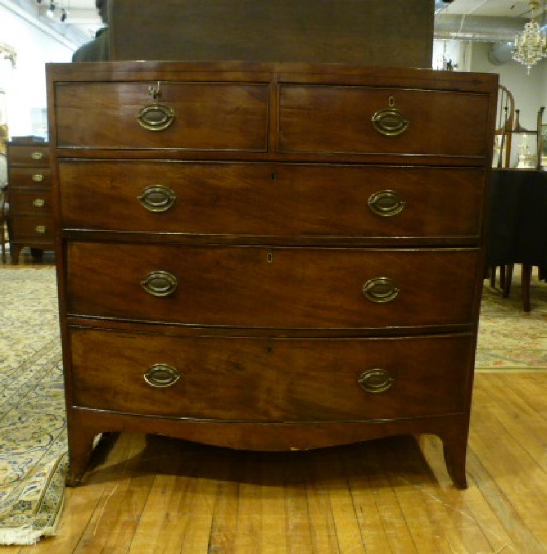 George III mahogany bow front chest of drawers (1 of 2)
