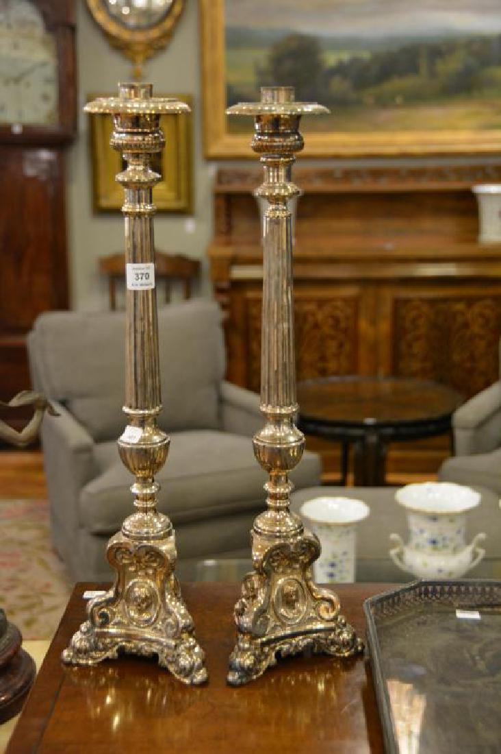 Pair of silverplate pricket form candlesticks (1 of 1)