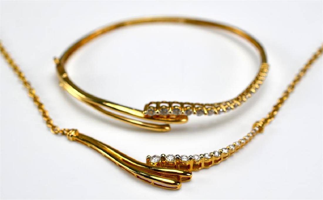 Gold & diamond spray necklace & matching bracelet (1 of 3)