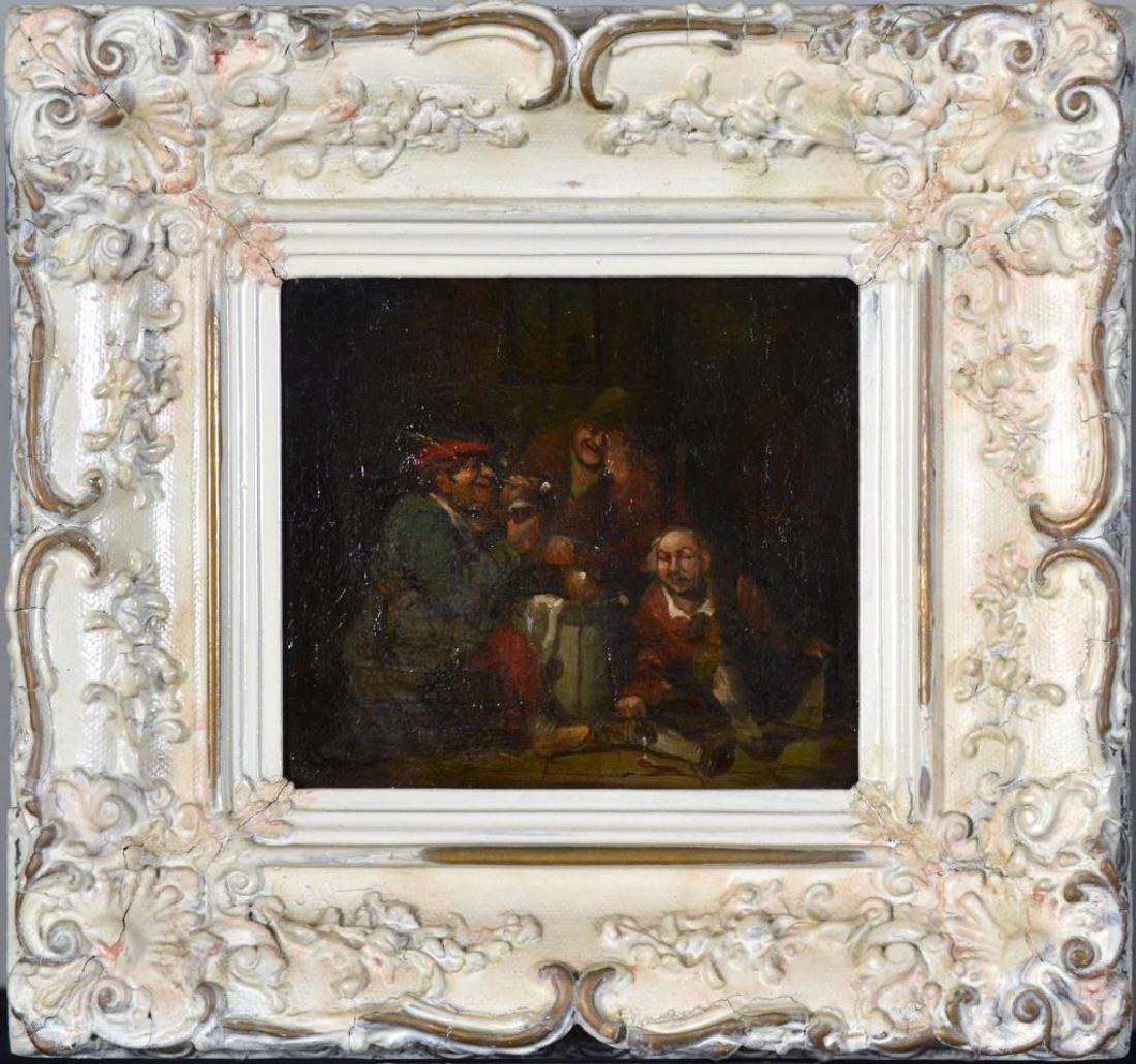 BRITISH SCHOOL (19TH C): Tavern Scene Oil on panel 7.5 x 8.5 in.