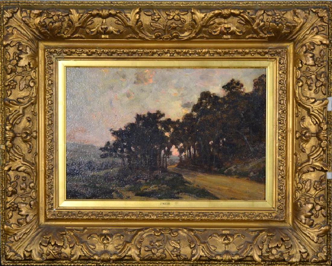 JOSE WEISS (British, 1859-1919): Landscape Oil on panel 9.5 x 16.5 in.