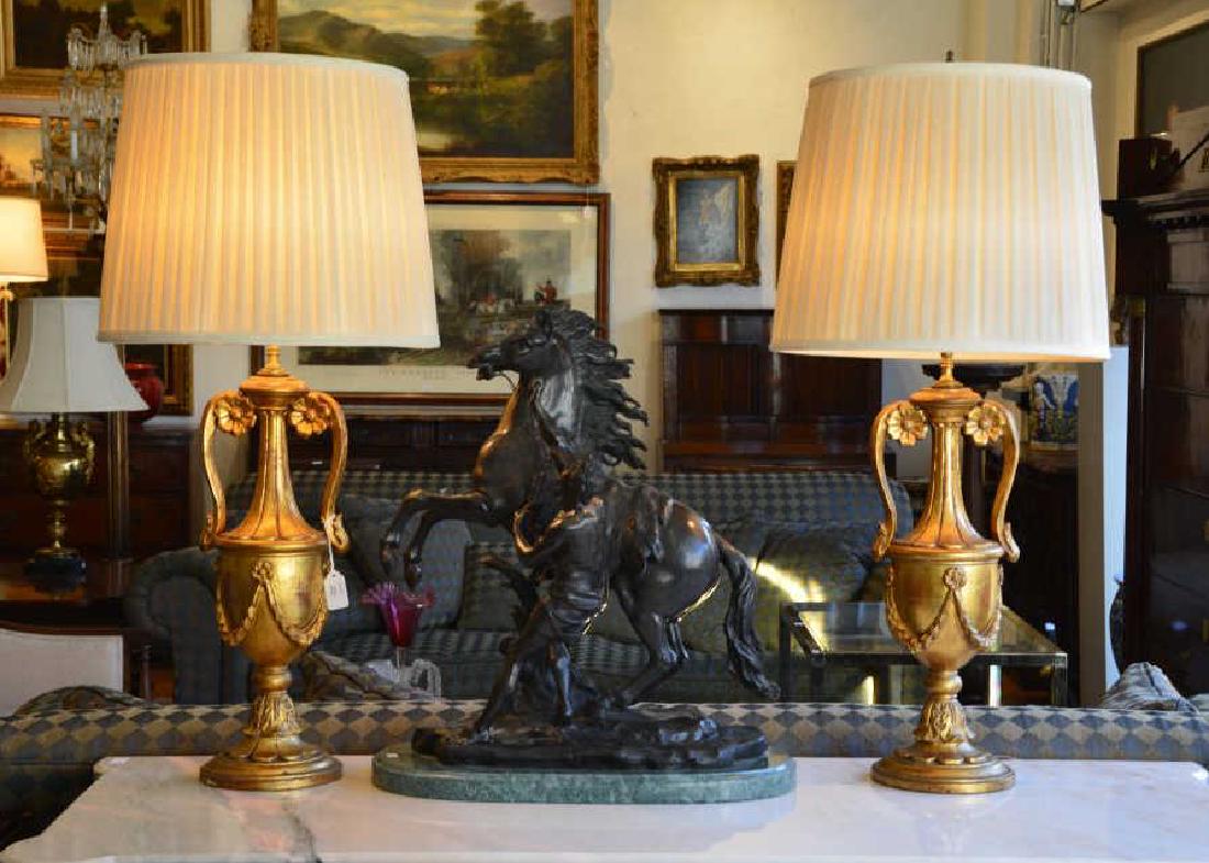 Pair of carved giltwood urn form table lamps (1 of 1)