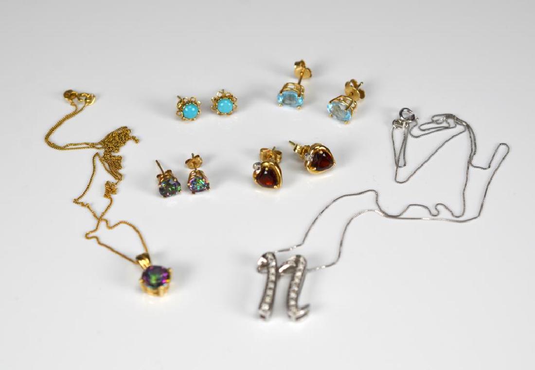 Lot of gold earrings, pendants, and chains (1 of 3)