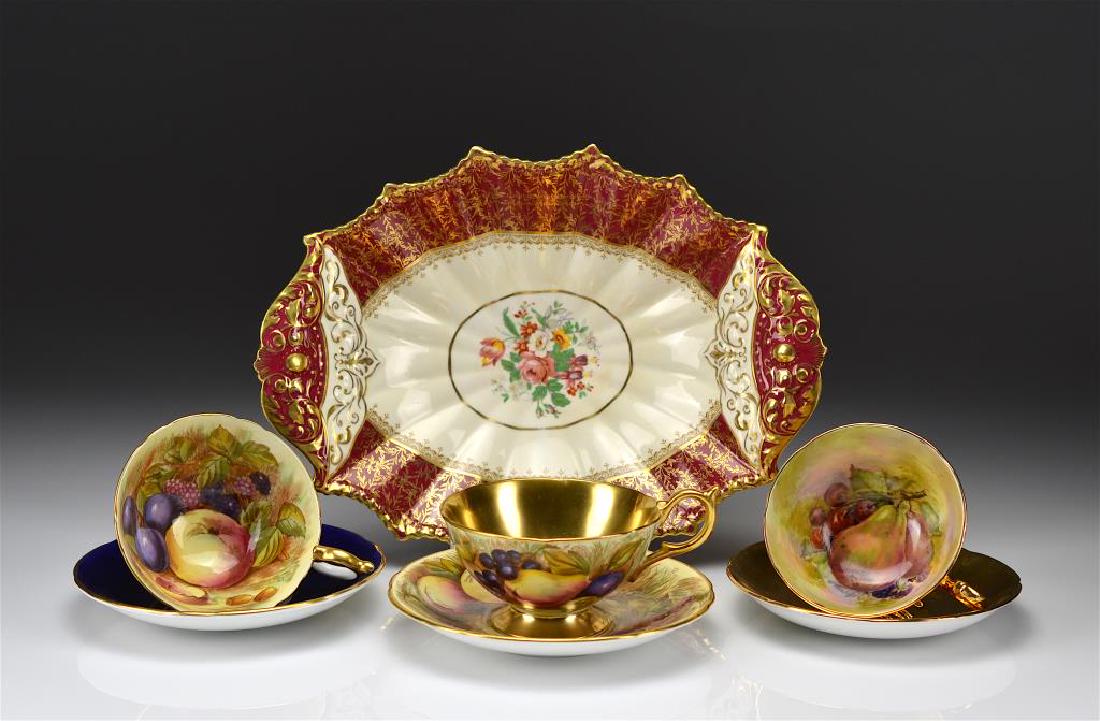 Three English cups & saucers w/ an Aynsley comport (1 of 6)