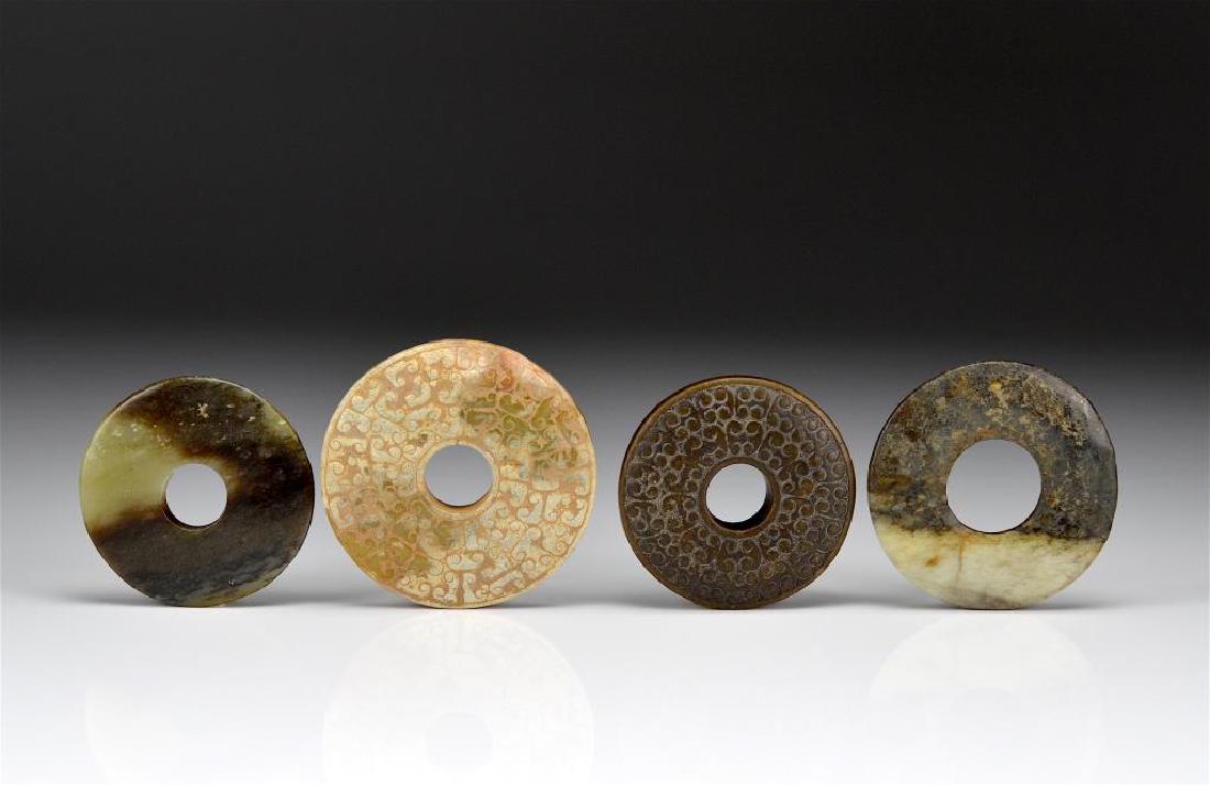 FOUR CHINESE JADE CIRCULAR BI DISCS (1 of 9)