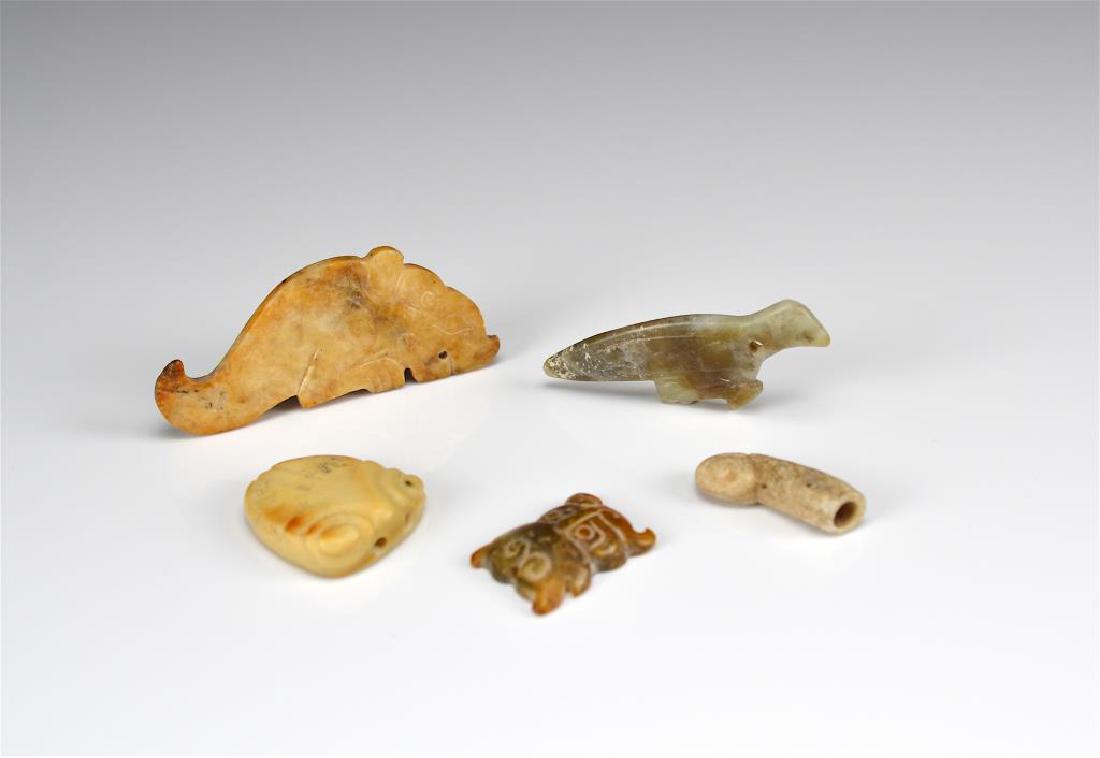 FIVE JADE CARVED ANIMAL FORM PENDANTS (1 of 11)