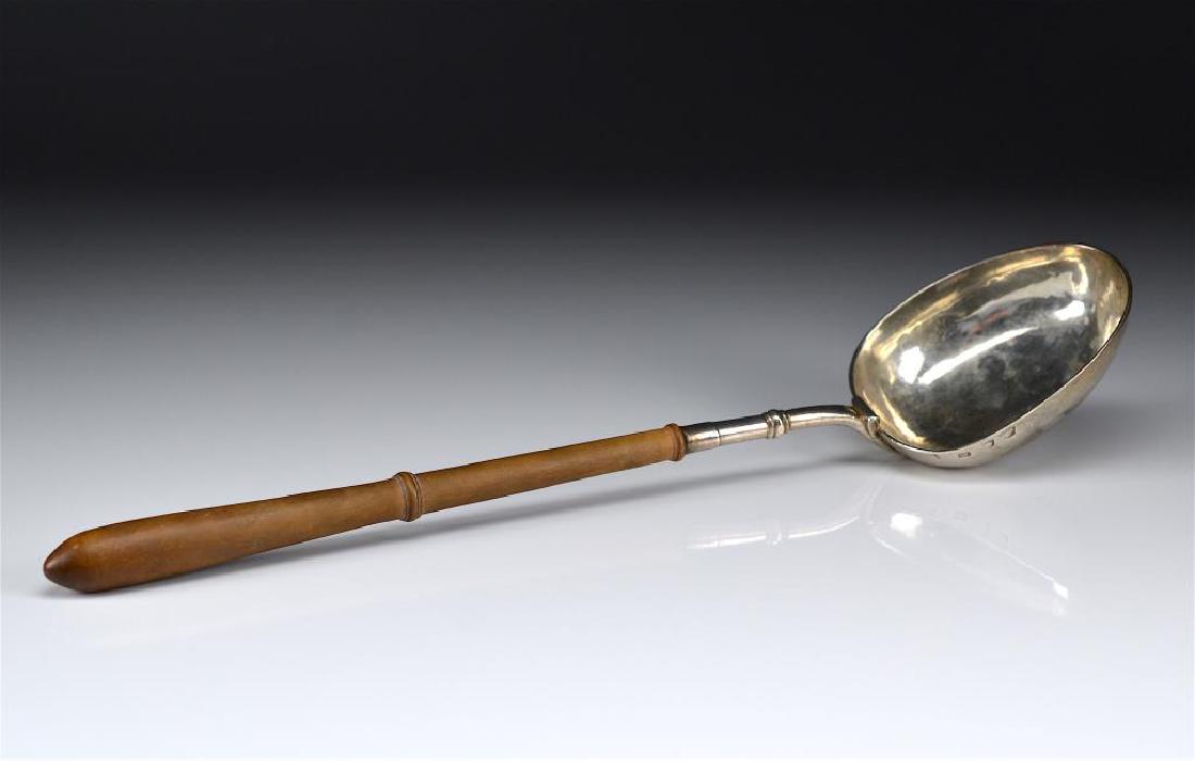 EARLY GEORGE II ENGLISH SILVER BASTING SPOON (1 of 8)