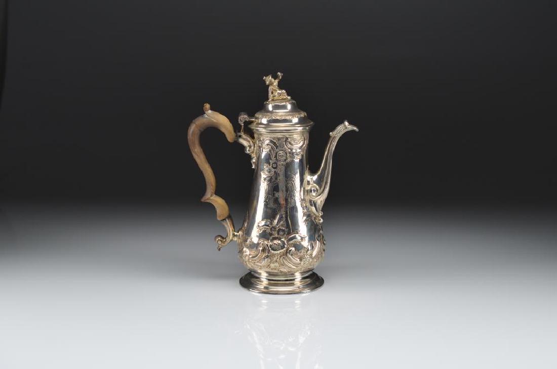GEORGE II ENGLISH SILVER COFFEE POT (1 of 5)