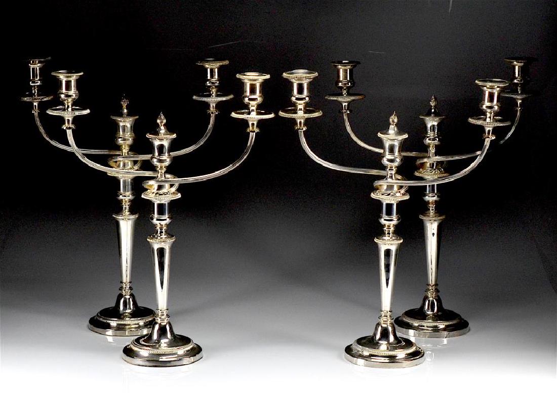 SET OF FOUR SHEFFIELD PLATE CANDELABRAS (1 of 5)