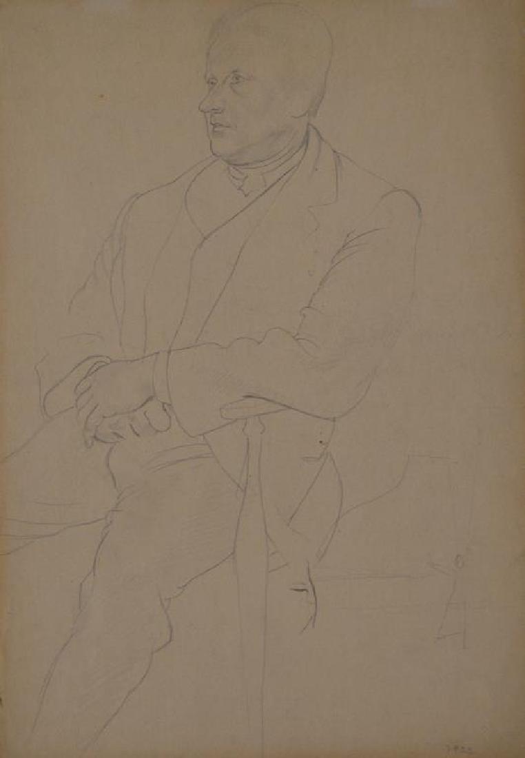 SIR STANLEY SPENCER (British, 1891-1959): Portrait Graphite drawing Dated 1922 lower right and inscribed "10 High St. Petersfield 1922" in artist's hand versoSize: 14 x 10 in (36 x 25 cm) Provenance: Estate of June Brammal, Oakville; purchase
