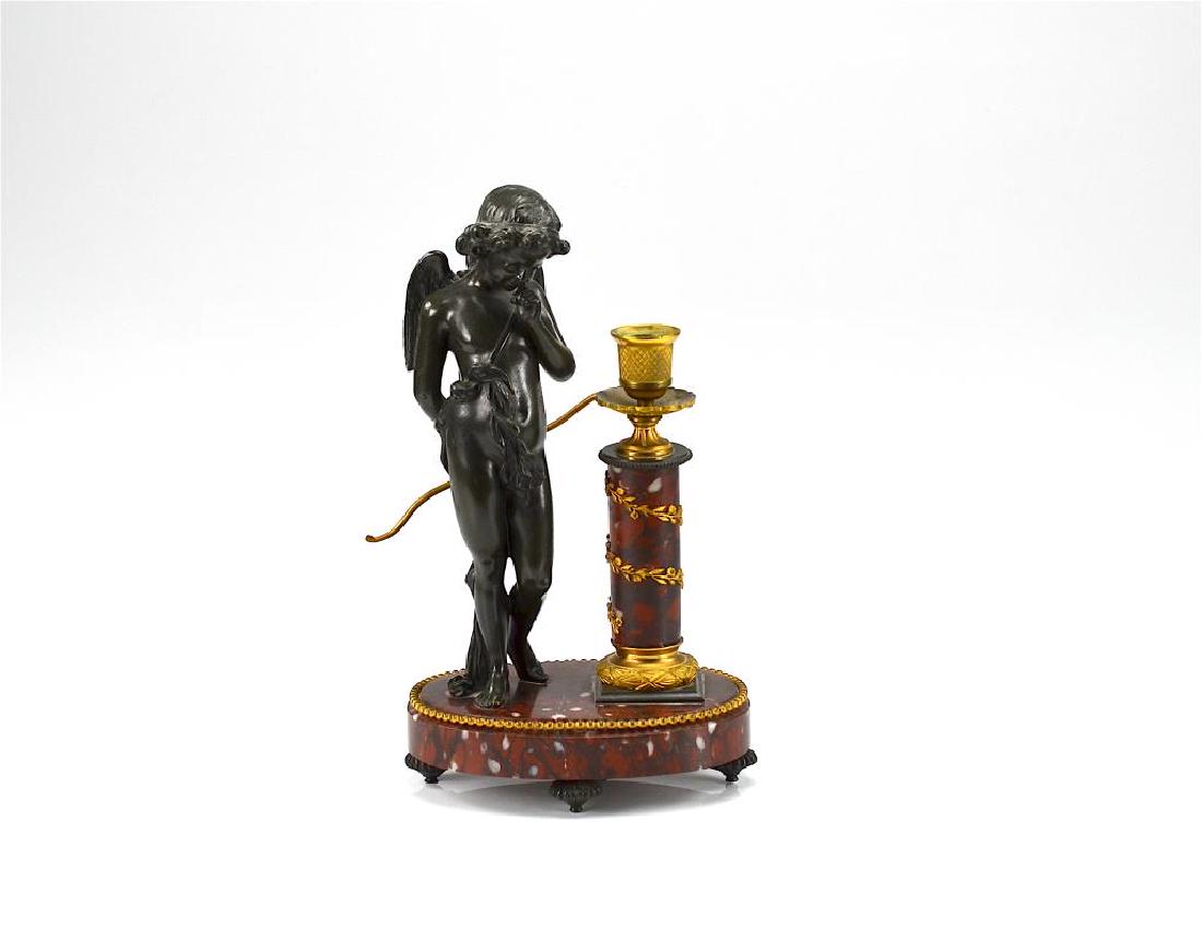 BRONZE AND MARBLE FIGURAL CANDLESTICK (1 of 1)